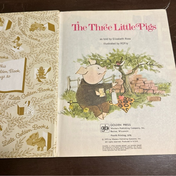 !!**KIDS BOOKS 4/$10**!! Three Little Pigs Little Golden Book 1978 4th Printing - Picture 2 of 11